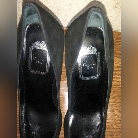 Christian Dior black suede pointy  shoes with silver tone heels. New, size 38.5 - Picture 4 of 8